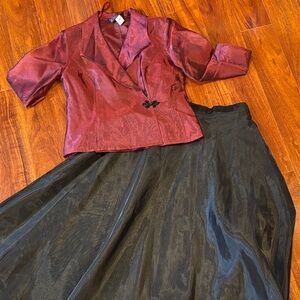 Elegant Burgundy and Black Skirt set